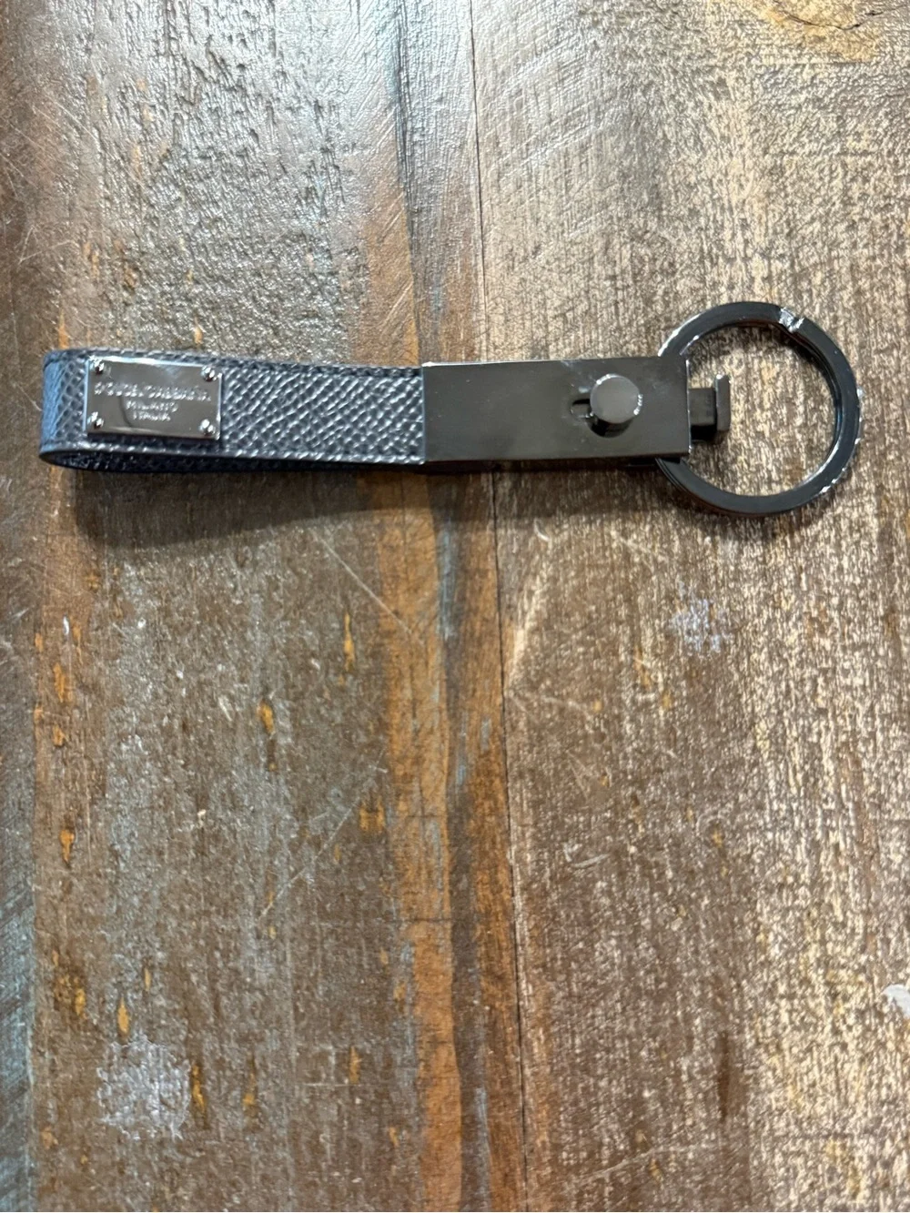 Dolce & Gabbana Leather Logo Keyring Keychain Made in Italy GUC
